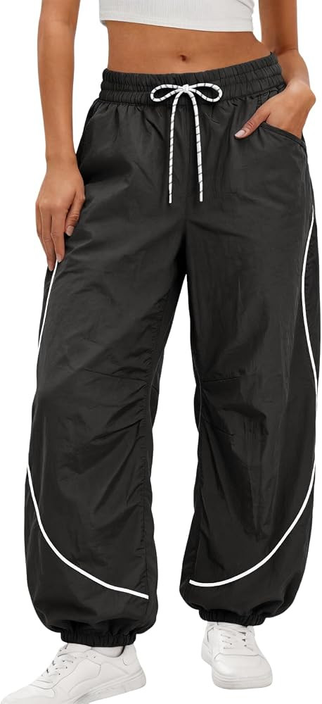 Aoysky Womens Parachute Track Pants Baggy Joggers Y2k Outfits Sweatpants | Amazon (US)