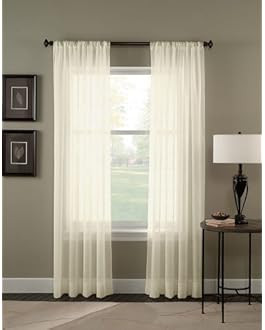 Curtainworks Trinity Crinkle Voile Sheer Curtain Panel, 51 by 144", Oyster,1Q804104OY | Amazon (US)