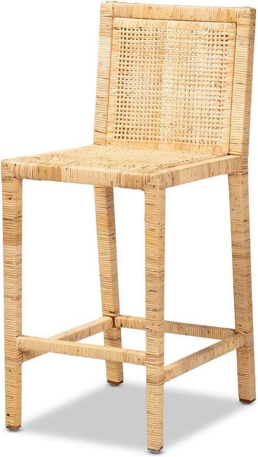 Baxton Studio Sofia Modern And Contemporary Natural Finished Wood And Rattan Counter Stool | 1stopbedrooms