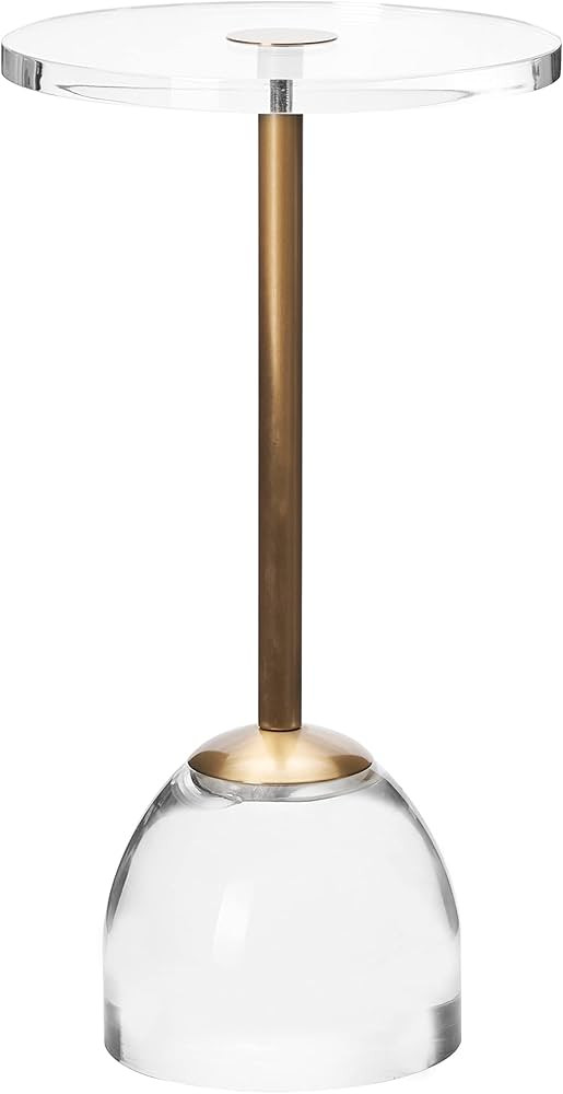 Clear Acrylic End Table,Brushed Brass Metal,Side Table for Office,Nightstand for Living Room and ... | Amazon (US)