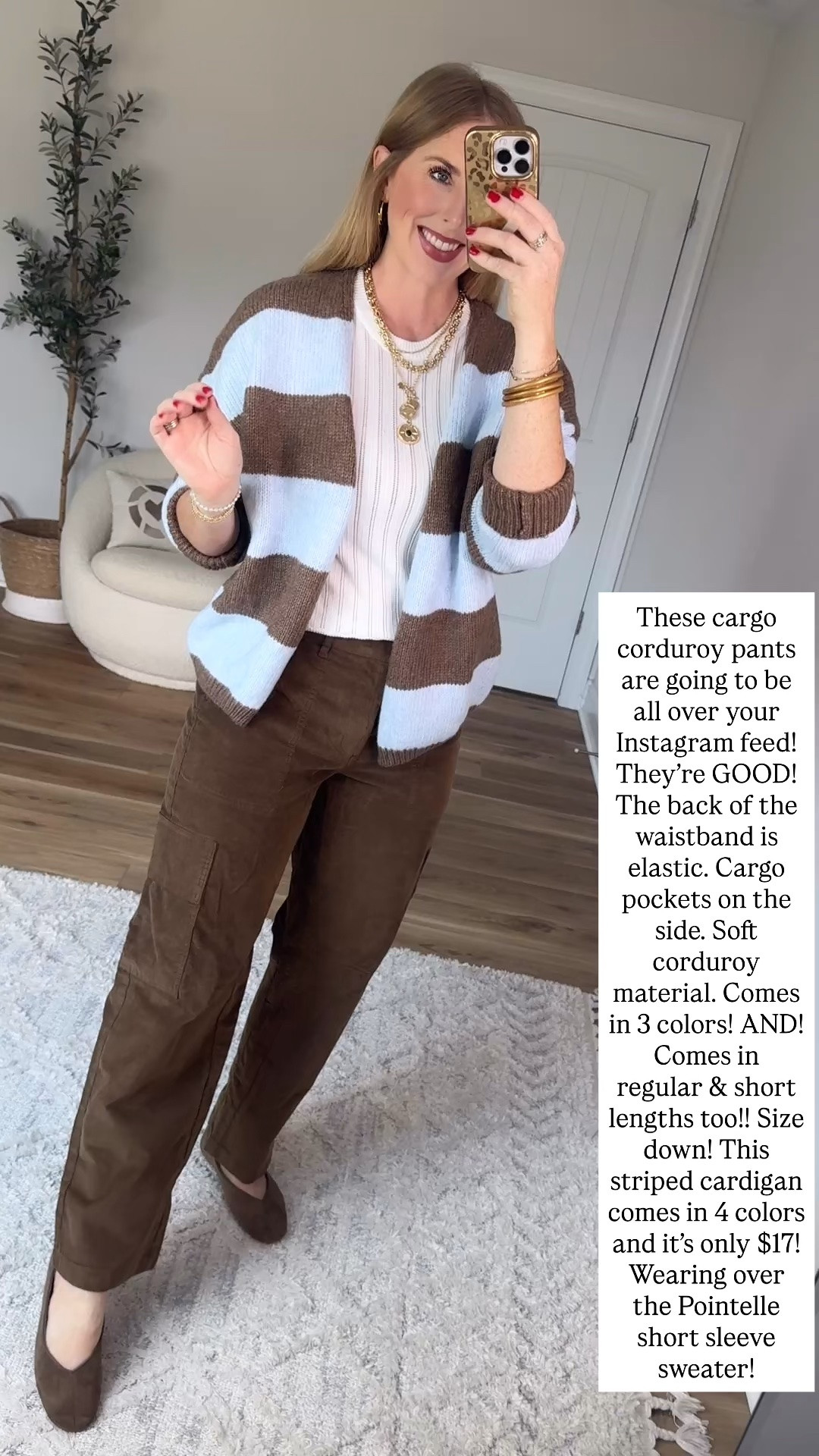 Walmart try on, corduroy pants and striped cardigan

#LTKootd