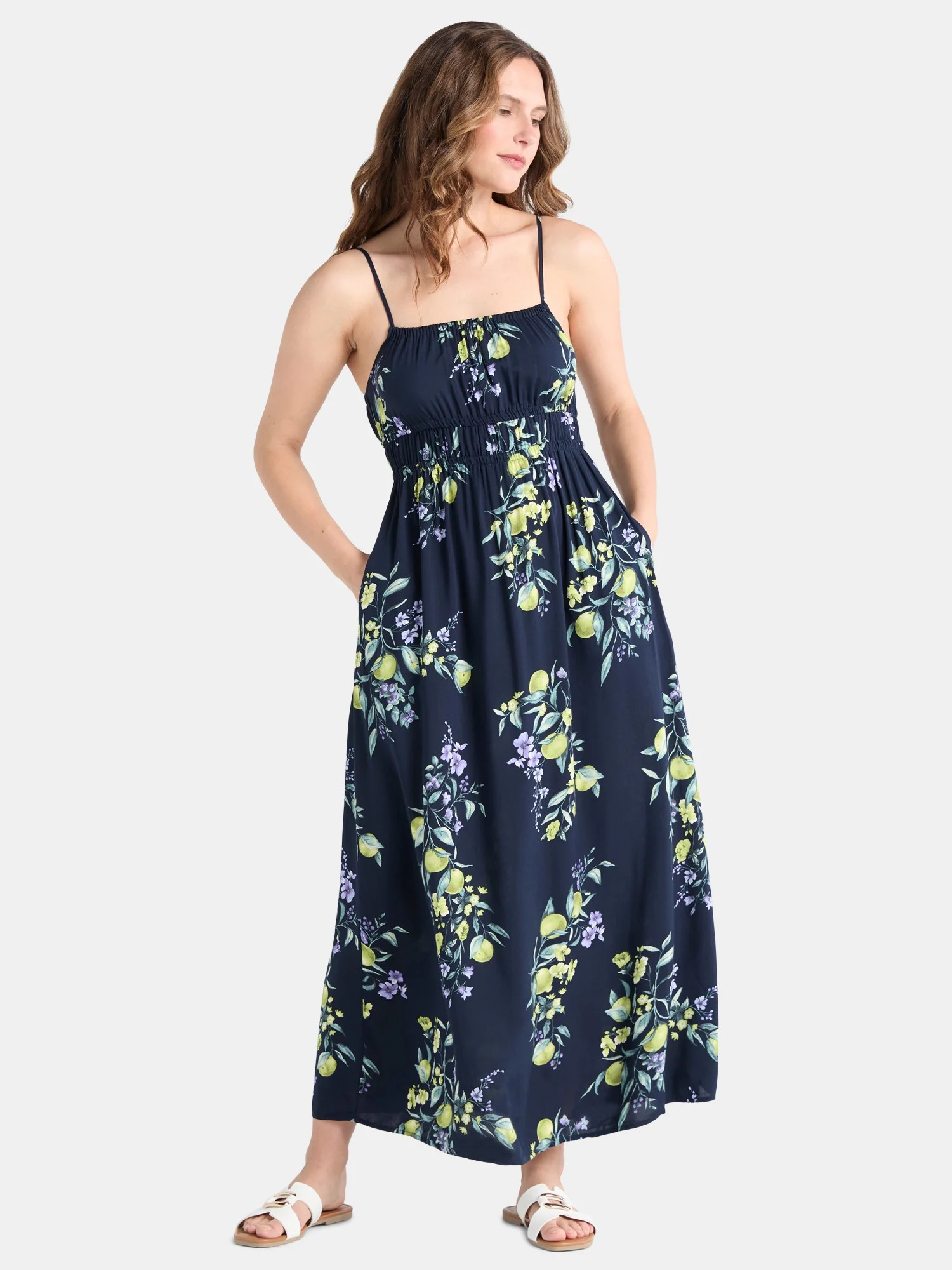Time and Tru Women's and Women's Plus Smocked Waist Maxi Dress, Sizes XS-4X | Walmart (US)