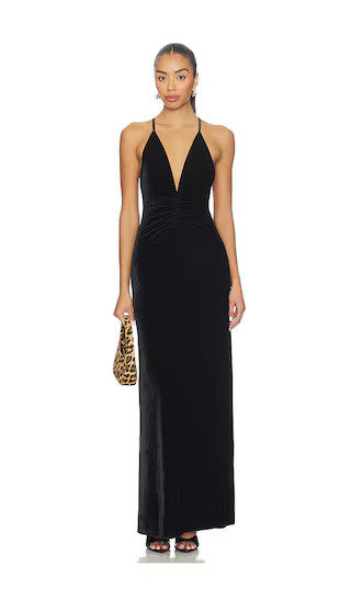 Marilyn Velvet Gown in Black | Revolve Clothing (Global)