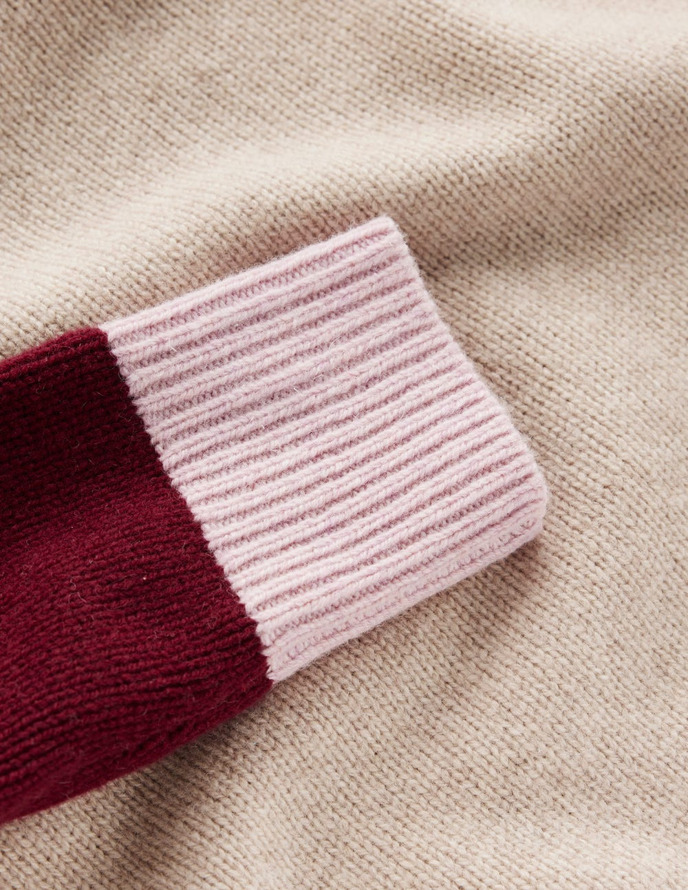 Marion Merino Rib Neck Sweater-Linen, Pinotage Colour Block | Boden (US)