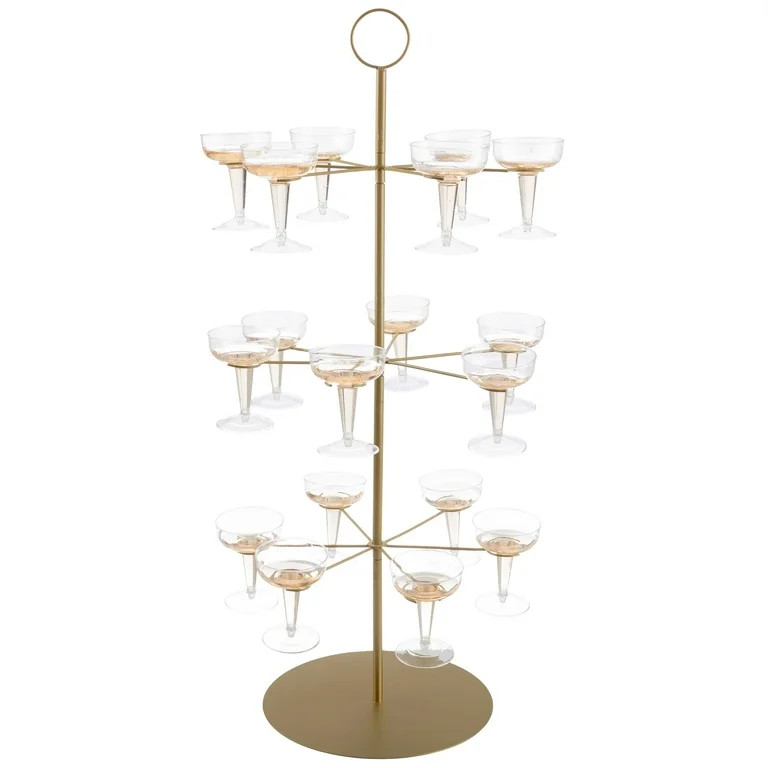 Lavish Home 3-Tier Cocktail Tree Stand - Champagne Tower Holds 18 Stemware Glasses (Gold) - local... | Walmart (US)