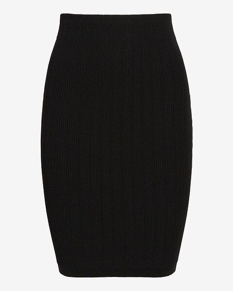 High Waisted Ribbed Sweater Pencil Mini Skirt | Express