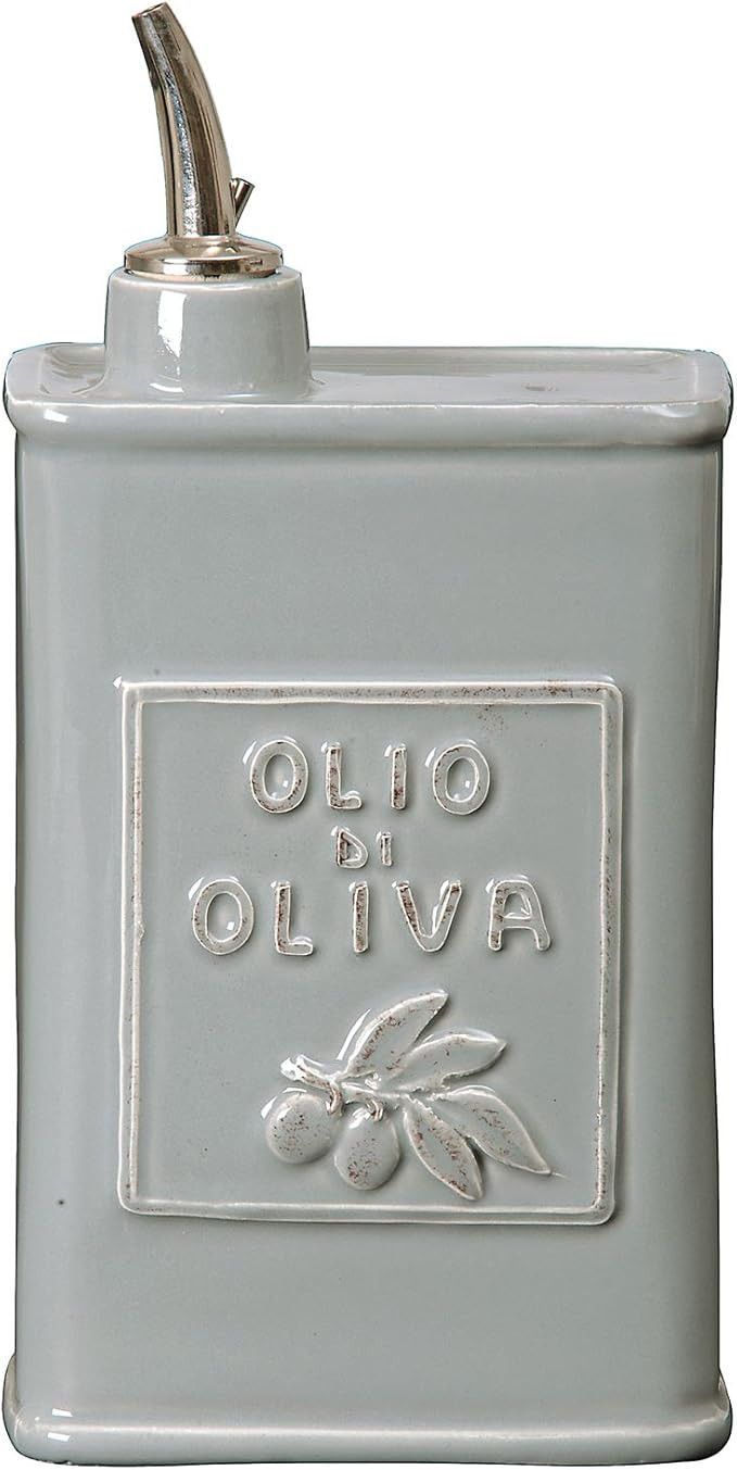 Vietri Lastra Gray Olive Oil Can Container, 24 oz Stoneware Salad Dressing Pourer | Amazon (US)
