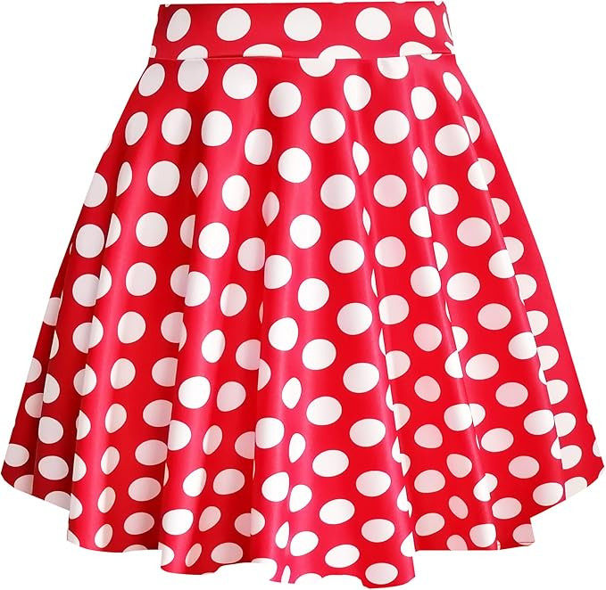 Women's Casual Basic Skirts Mini Flared Skater Stretchy A-Line Party Skirts with Shorts | Amazon (US)