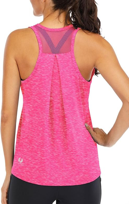 ICTIVE Workout Tops for Women Loose Fit Racerback Mesh Backless Muscle Tank Running Shirts | Amazon (US)