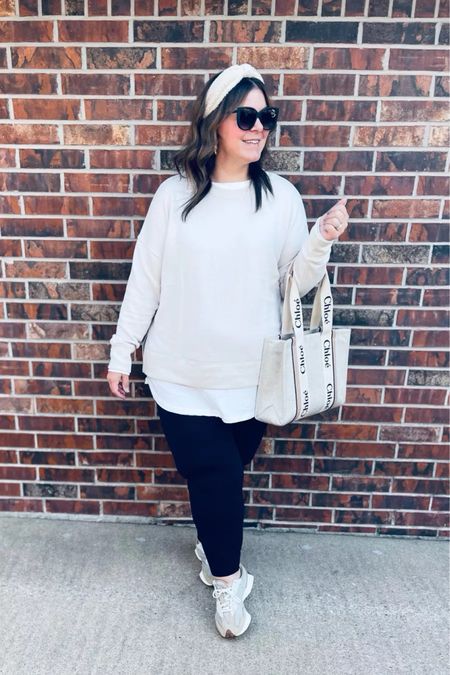 Love this plus size top paired with Amazon plus size leggings! Layered for a chic winter outfit idea and paired with my New balance 327 sneakers and Chloe woody tote.
3/28

#LTKplussize #LTKfindsunder100 #LTKstyletip