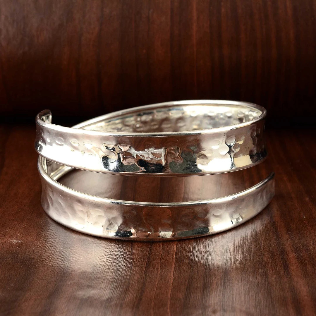 Handmade Hammered Silver Arm Cuff: Minimalist Upper Arm Band | Etsy (US)