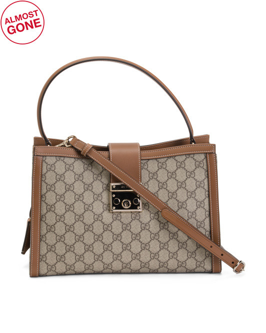 Made In Italy Supreme Canvas And Leather Large Padlock Top Handle Bag | TJ Maxx