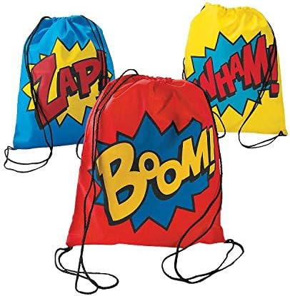 Superhero Drawstring Backpack Bags, Set of 12 - Comic Theme Birthday Party Favors, Giveaways and ... | Amazon (US)