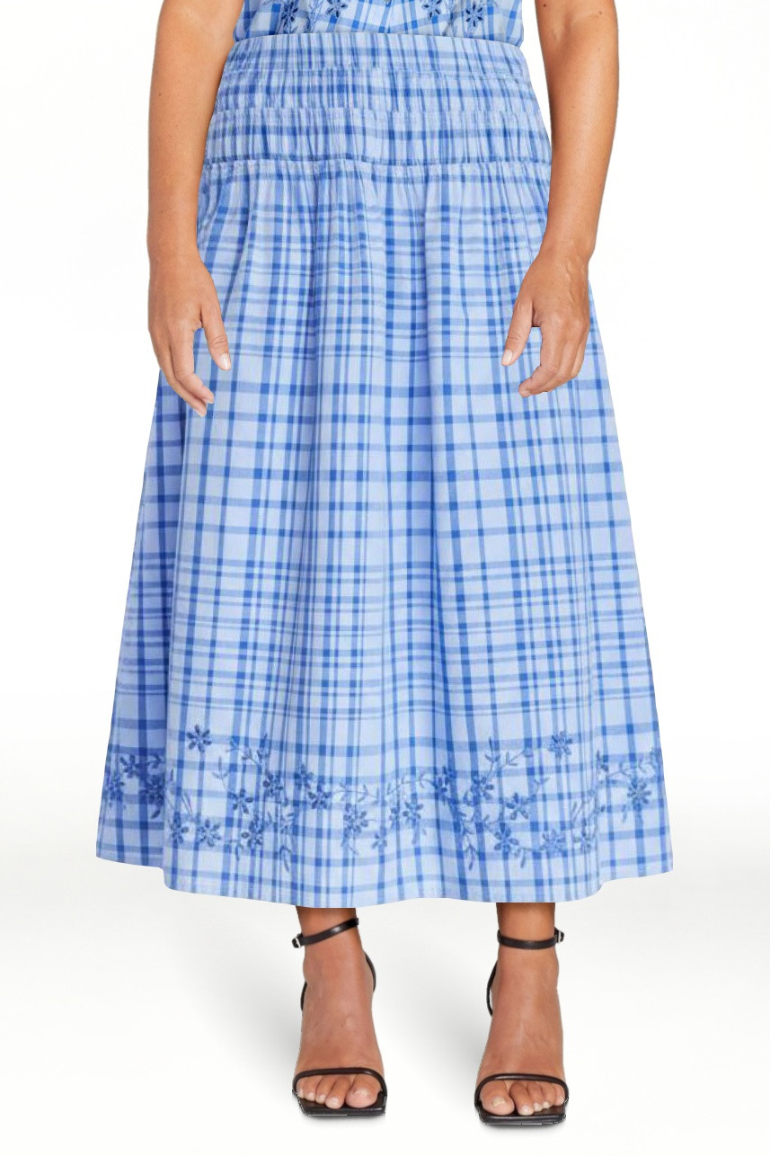 Free Assembly Women's and Women's Plus Embroidered Cotton Maxi Skirt with Smocked Waist, Sizes XS... | Walmart (US)