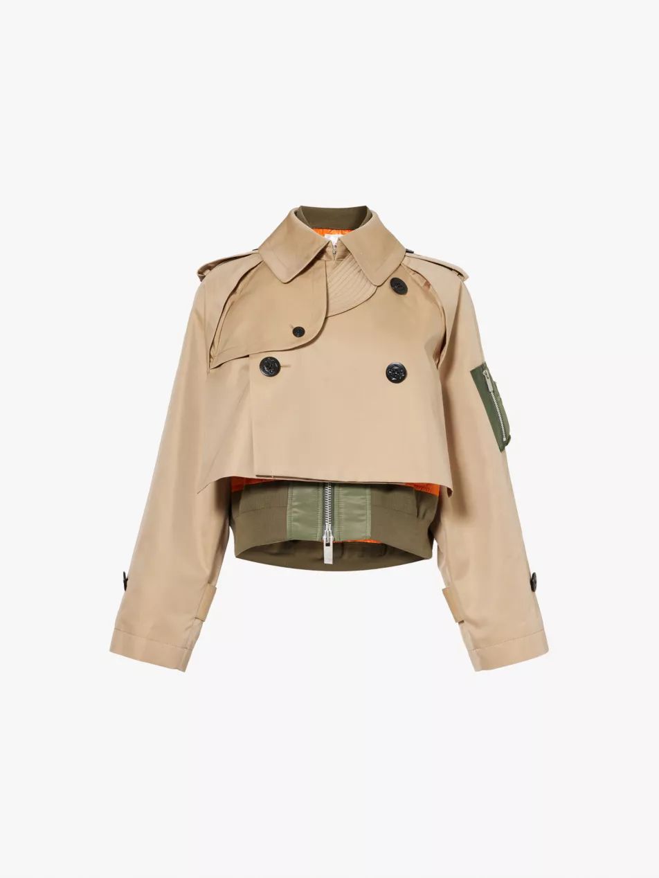 Cropped double-breasted cotton-blend jacket | Selfridges