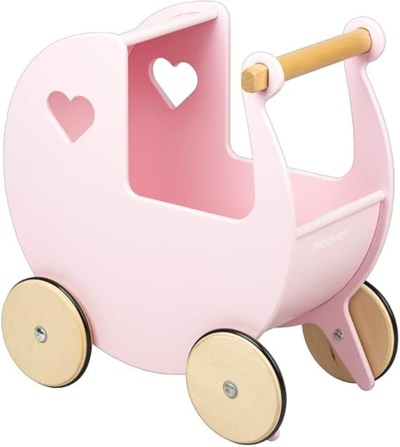 Moover Wooden Doll's Pram, Pink | Amazon (US)