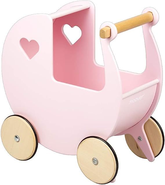 Moover Wooden Doll's Pram, Pink | Amazon (US)