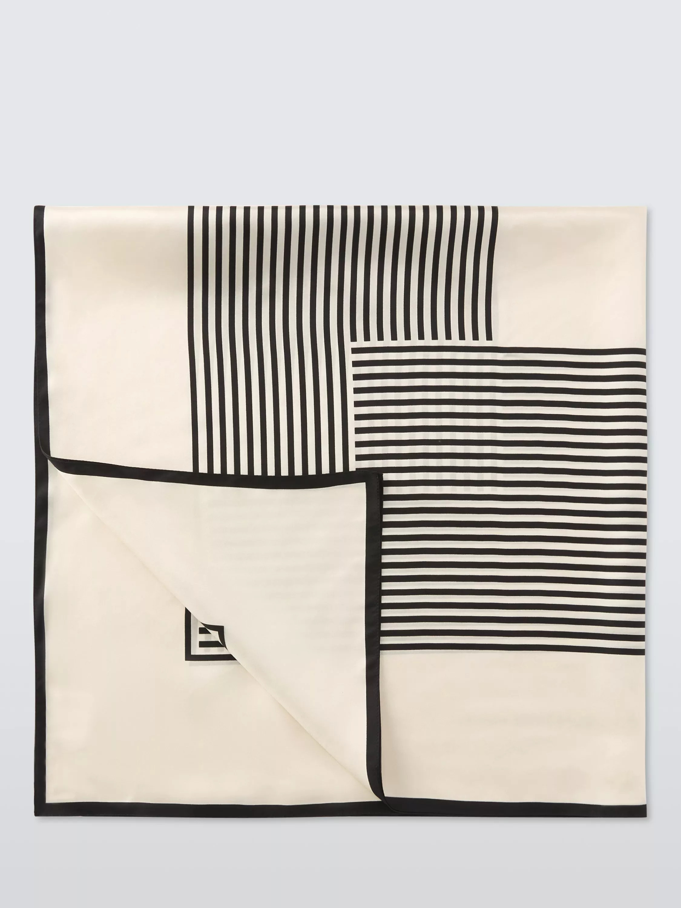 John Lewis Vita Stripe Woven Silk Square Scarf, White/Black | John Lewis (UK)