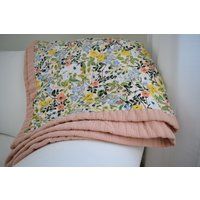 Blush Floral Muslin Cotton Gauze Blanket Quilt - Toddler, Crib, Baby, Throw | Etsy (US)