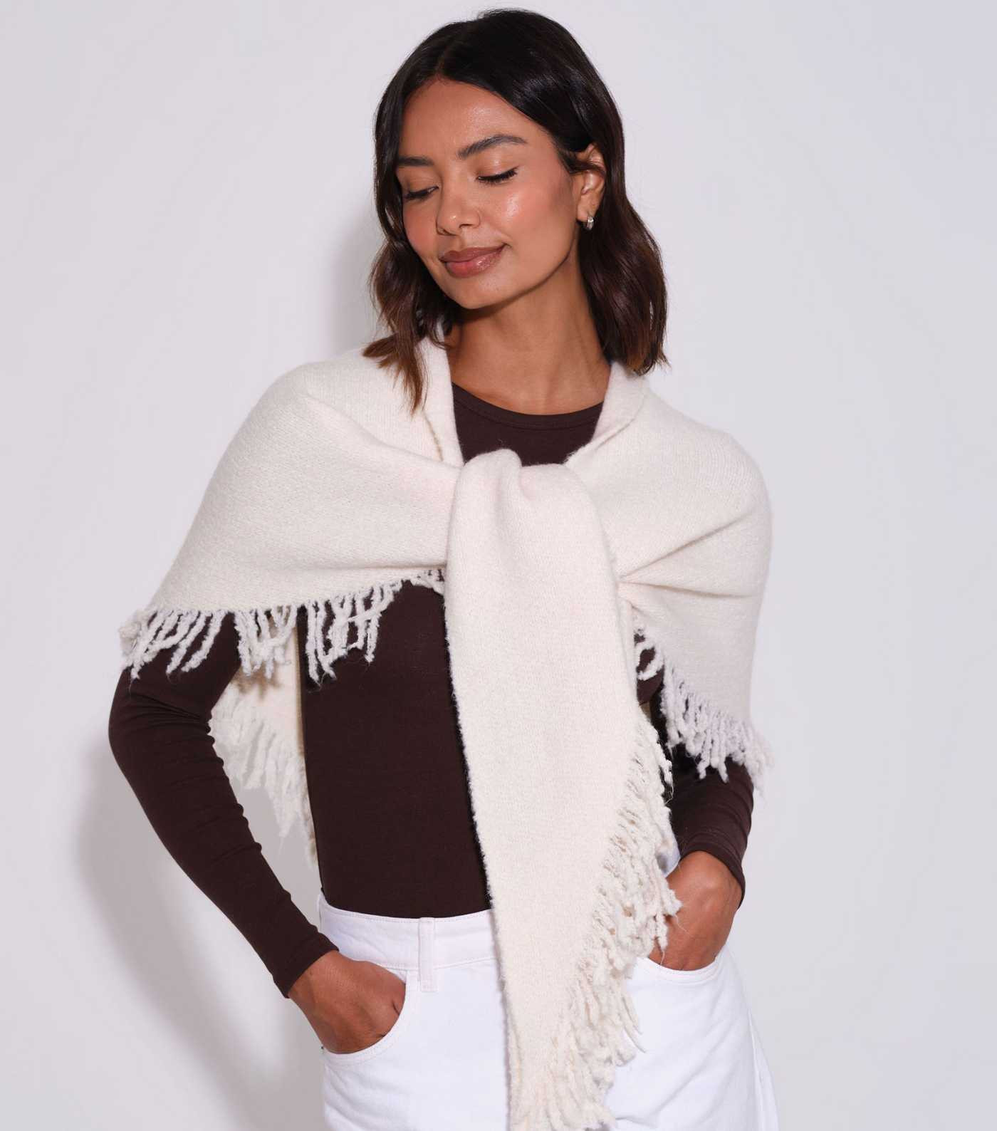 South Beach Cream Fringe Triangle Scarf | New Look | New Look (UK)