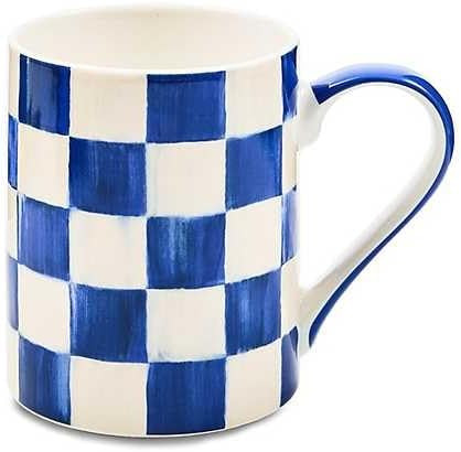 MACKENZIE-CHILDS Porcelain Mug, Tea and Coffee Mug, Blue-and-White Royal Check | Amazon (US)