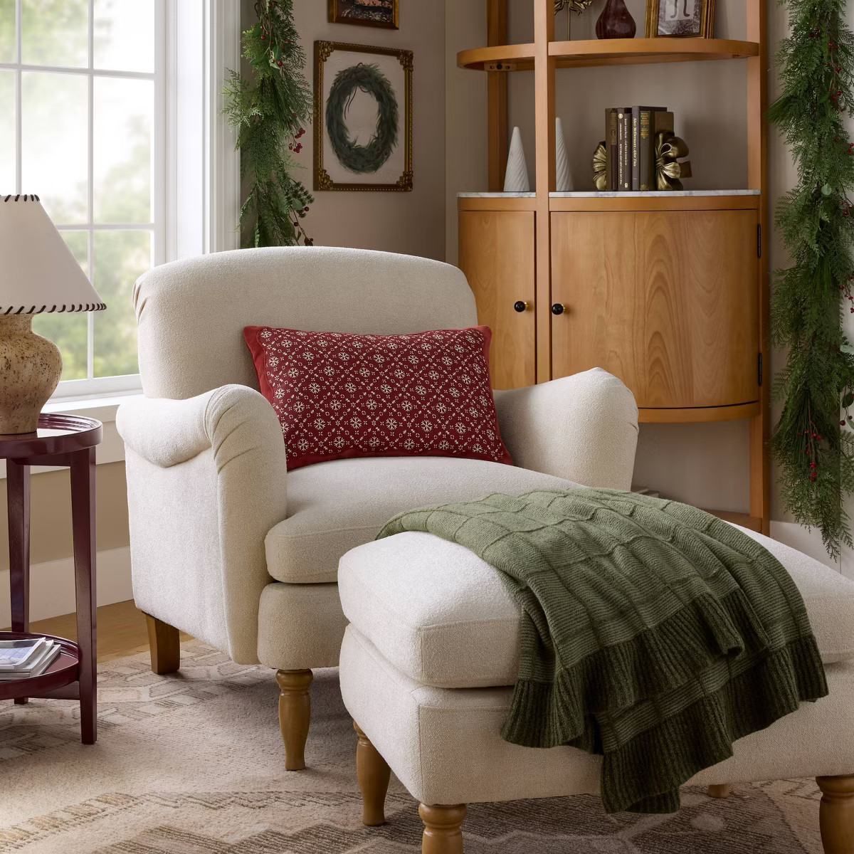 14"x20" Velvet with Snowflake Pillow Burgundy- Threshold™ designed with Studio McGee | Target