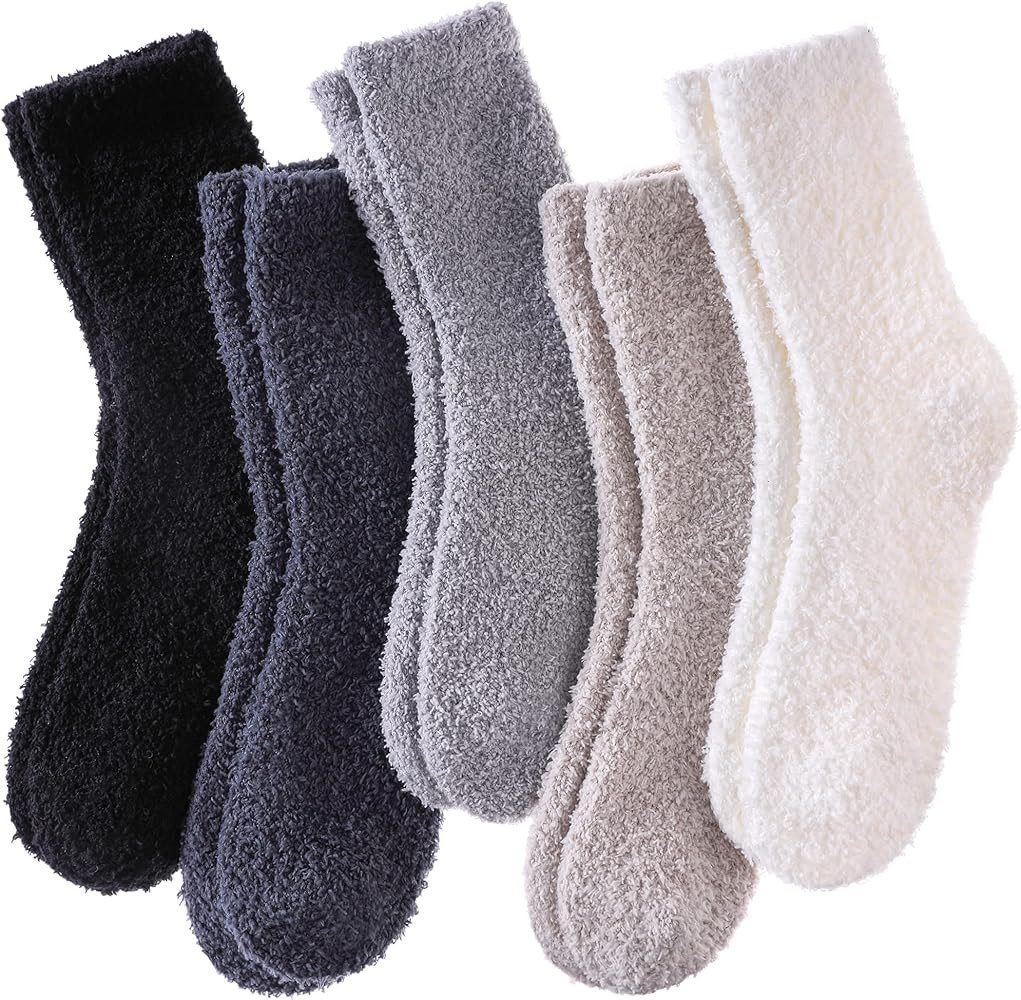 LINEMIN Womens Fuzzy Socks Cozy Fluffy Winter Warm Slipper Socks Microfiber Soft Home Sleeping So... | Amazon (US)
