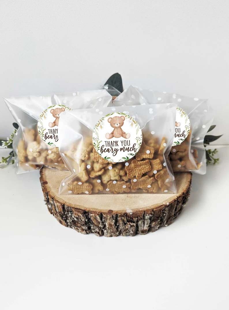 Set of 12 Stickers and Bags, Teddy Bear Thank You Tags, Teddy Bear Baby Shower Favors, Teddy Bear... | Etsy (US)