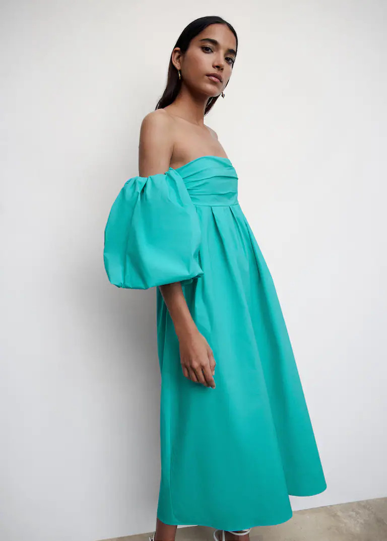 Puffed sleeves midi dress | MANGO (US)