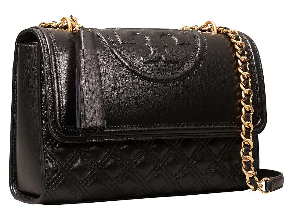 Tory Burch Fleming Convertible Shoulder Bag (Black) Handbags | Zappos