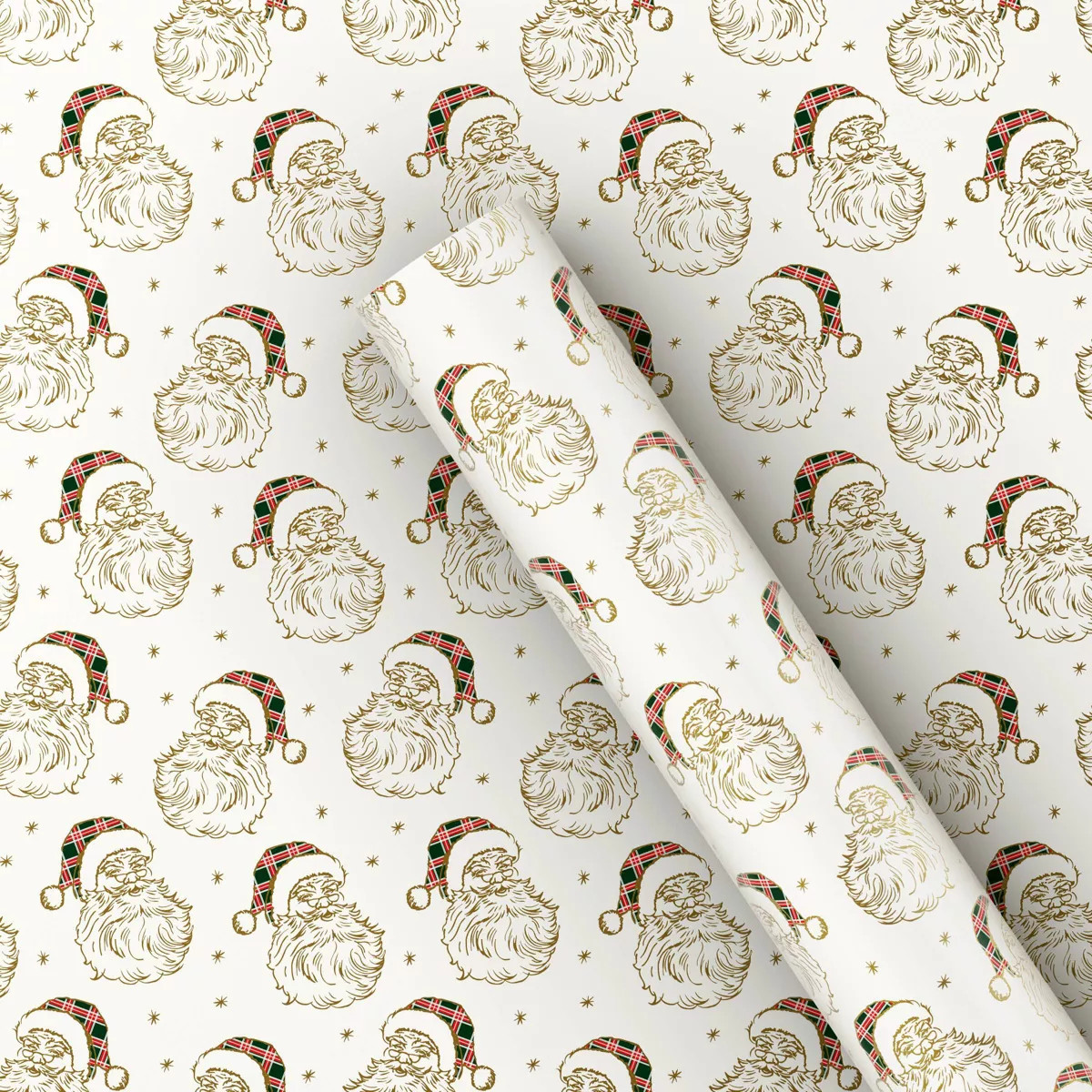 25 sq ft Santa Christmas Gift Wrap Beige - Wondershop™: Printed Pattern, 10' Long | Target