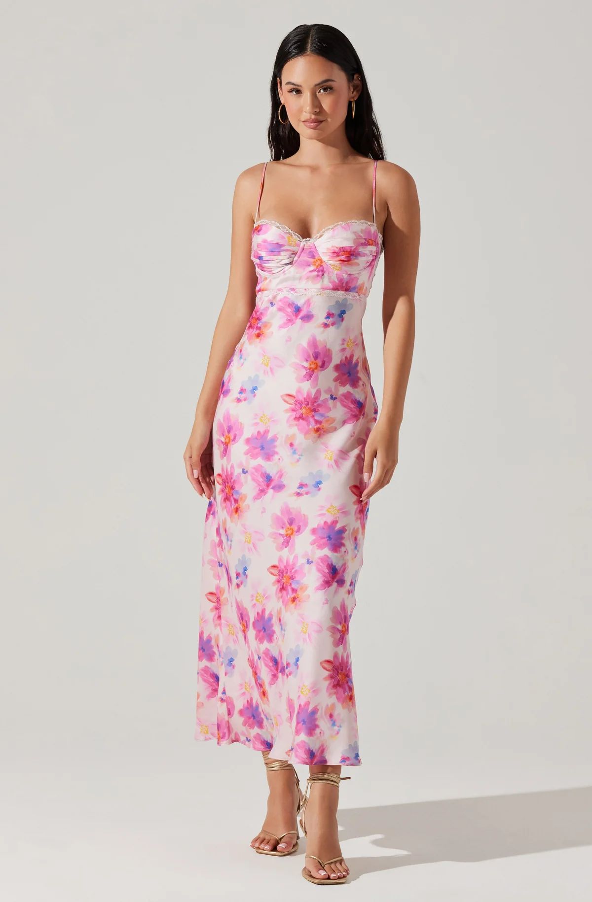 Florianne Floral Satin Maxi Dress | ASTR The Label (US)