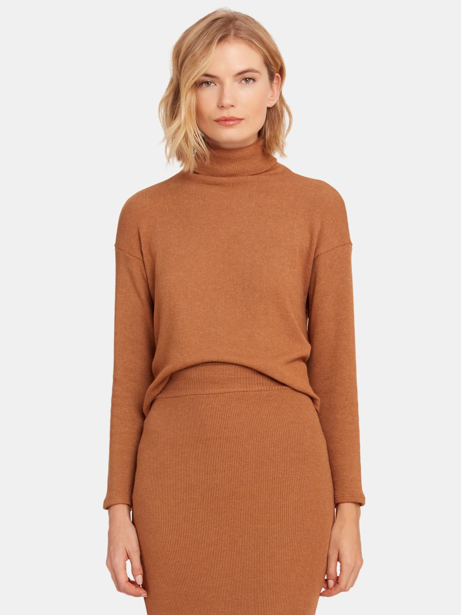 Knit Long Sleeve Crop Turtleneck Sweater | Verishop