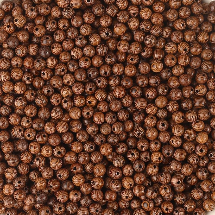 Dahi 1000pcs 6mm Dark Brown Wooden Beads Undyed Natural Stripe Wood Bead | Amazon (US)
