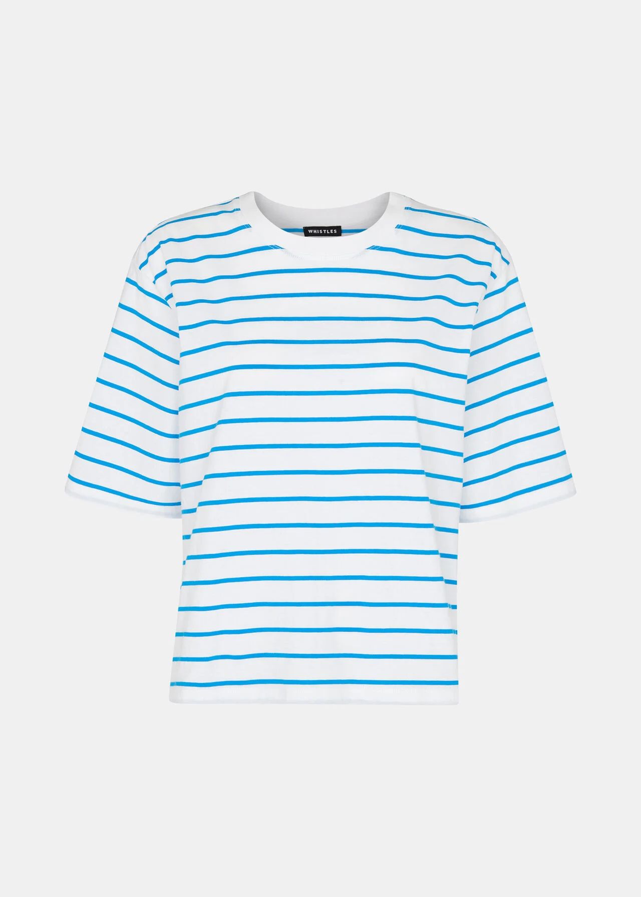 Blue/Multi Stripe Short Sleeve T-Shirt | WHISTLES | Whistles UK | | Whistles