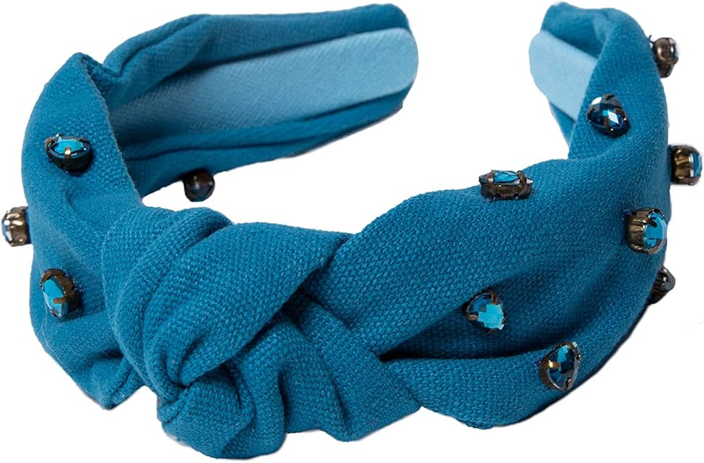 Jewel Embellished Knotted Headband for Women (Blue Topaz) | Amazon (US)