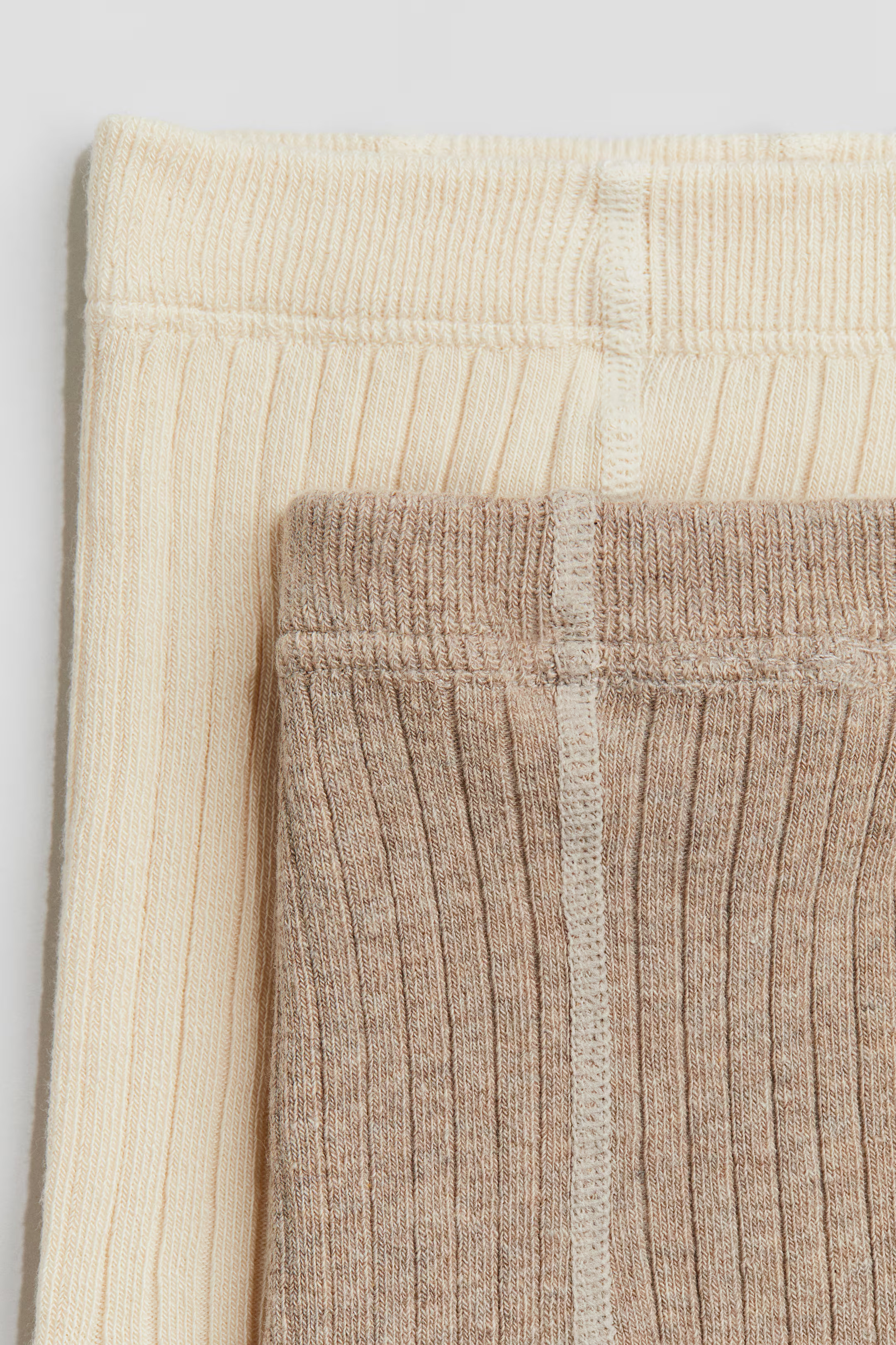 2-pack Ribbed Tights - Beige/light beige - Kids | H&M US | H&M (US + CA)