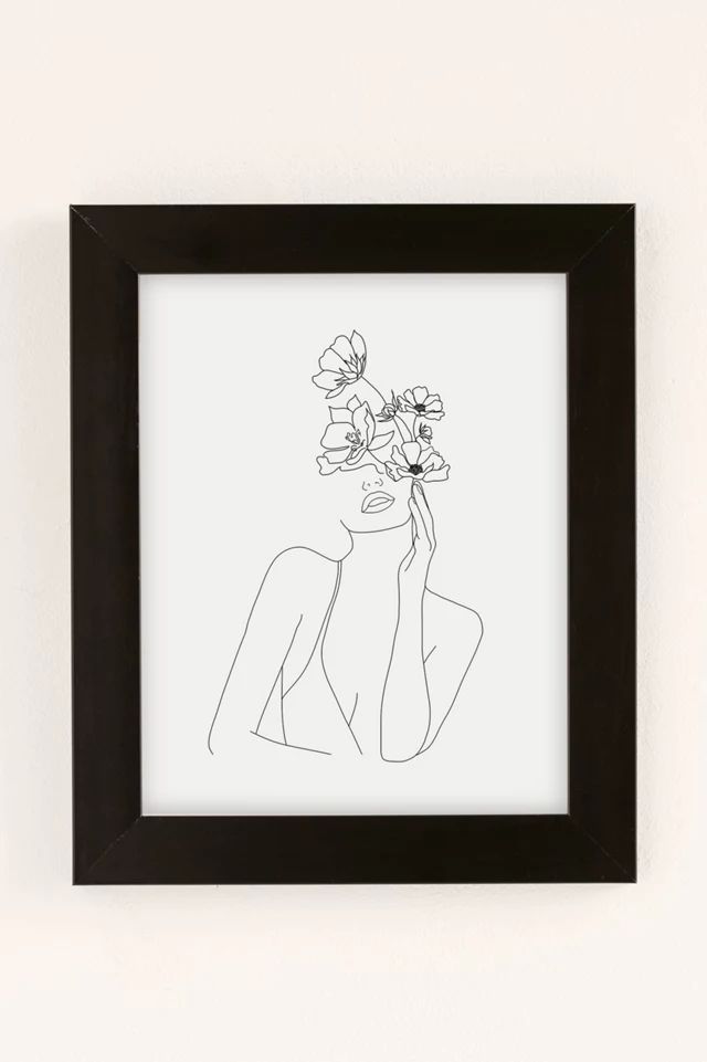 Nadja Line Art Woman With Flowers Art Print | Urban Outfitters (US and RoW)