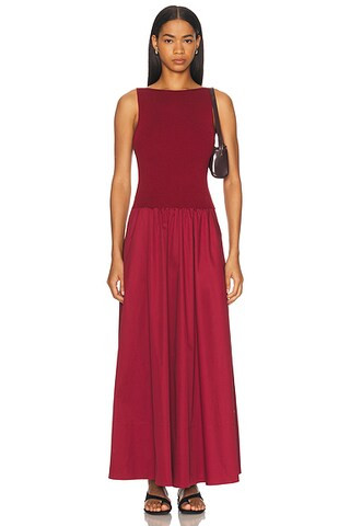 St. Agni Bateau Cut Out Dress in Berry | FWRD | FWRD 