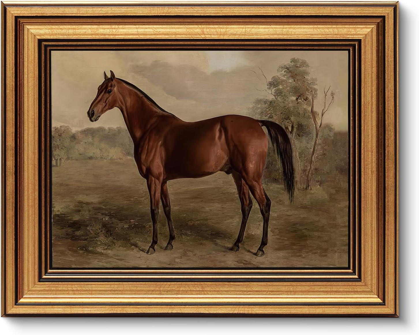 VIYYIEA Gold Framed Canvas Art Prints,8x10Inch, Country Horse Art Painting, Vintage Retro Decor for Bathroom Bedroom Living Room shelf bookshelf Fireplace, Rustic Farmhouse Picture | Amazon (US)