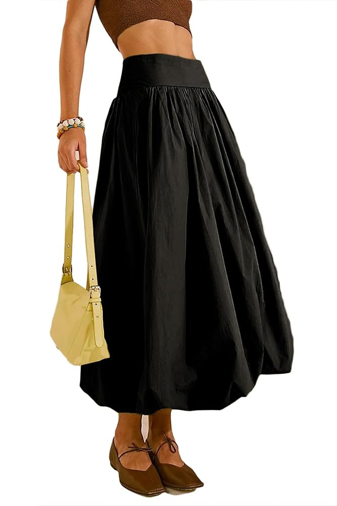 Y2K Bubble Maxi Skirts for Women A Line Long Pleated Casual Summer Skirts 2024 Elastic Waist Ball... | Amazon (US)