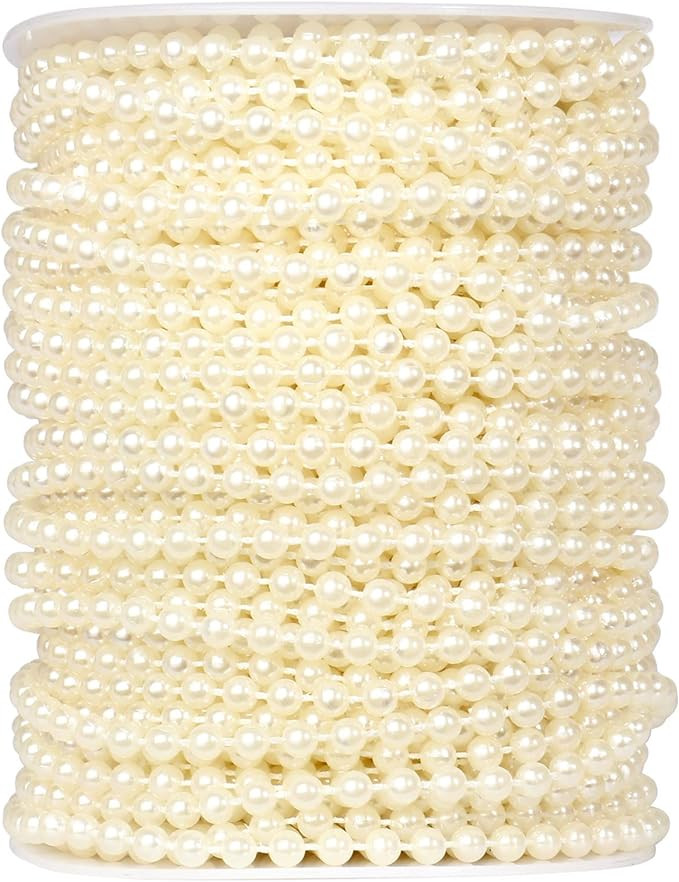 [118Feet] Pearl Beads Garland, 5MM 39Yards Faux Pearl Beads String Roll Bulk for DIY Craft, Weddi... | Amazon (US)