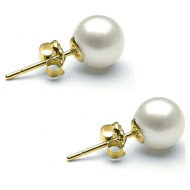 4.00 CTTW Genuine Cultured Pearl Earring in 18k Yellow Gold | Walmart (US)