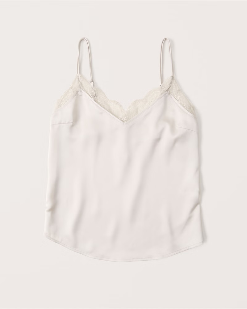 Double Strap Lace Trim Cami | Abercrombie & Fitch (US)