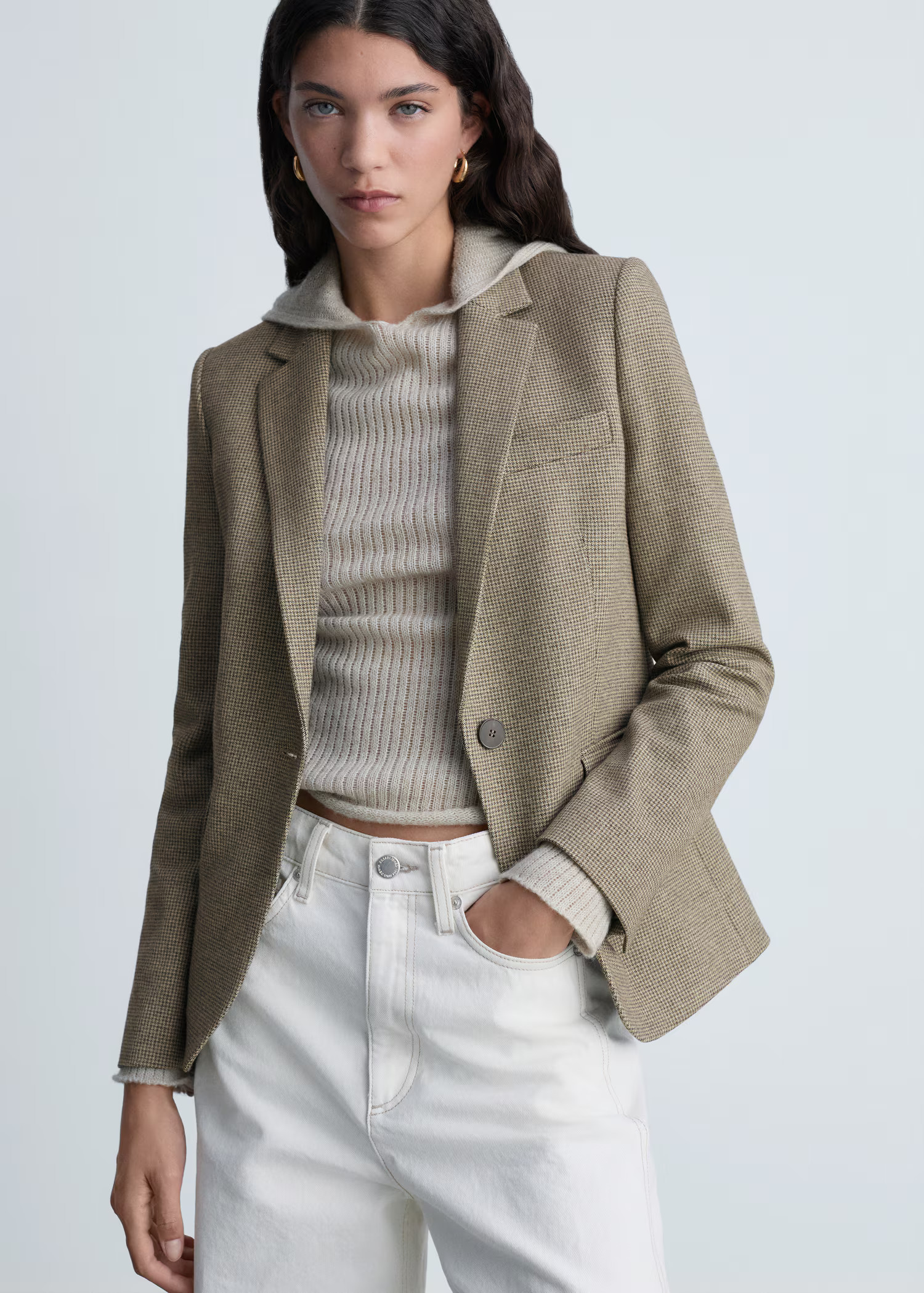 Micro-houndstooth tailored jacket - Women | MANGO United Kingdom | MANGO (UK)