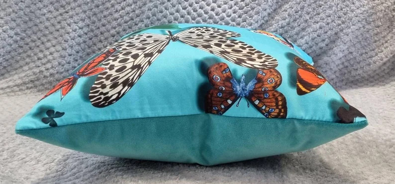 Designers Guild and Christian Lacroix Butterfly Parade Lagon & Omega Velvet Cushion Cover 40x40 c... | Etsy (US)
