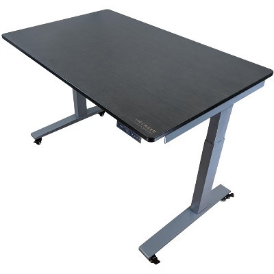 Rise Up Sit Standing Work Desk Adjustable Height 27-47" Dual Motor Gray Legs 60x30" Black MDF Desktop Uncaged Ergonomics | Target