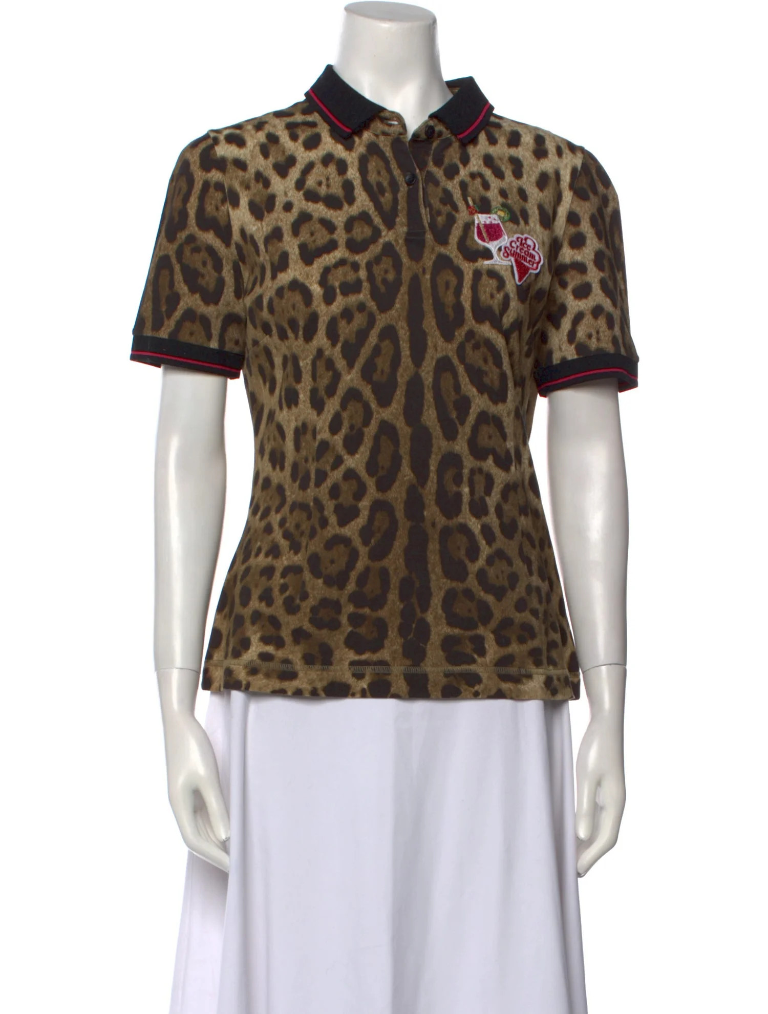 Animal Print Short Sleeve Button-Up Top | The RealReal