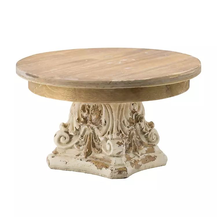 White and Natural Round Plate Stand | Kirkland's Home