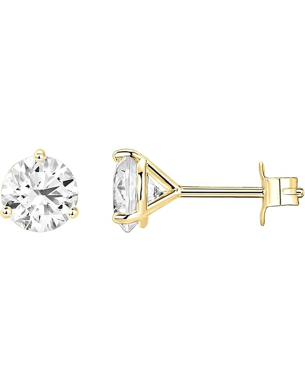 PAVOI 14K Gold Plated Sterling Silver Cubic Zirconia Stud Earrings for Women | Simulated Diamond ... | Amazon (US)